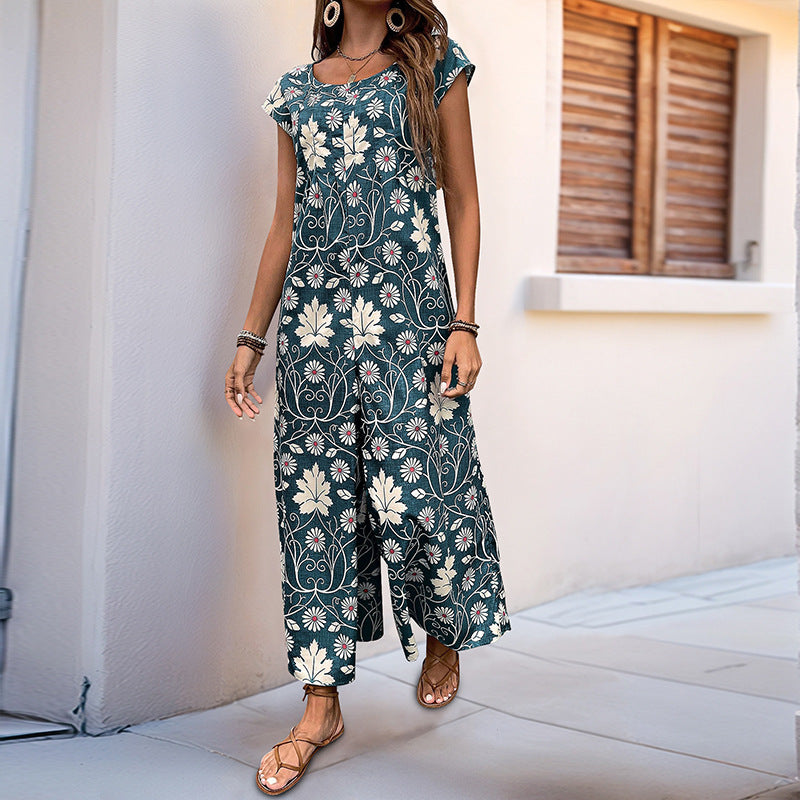 Damen Jumpsuit Floral Hochbein Norvielle