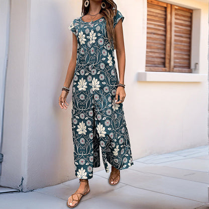 Damen Jumpsuit Floral Hochbein Norvielle