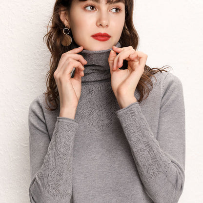 Damen Rollkragenpullover Feines Strukturmuster Norvielle