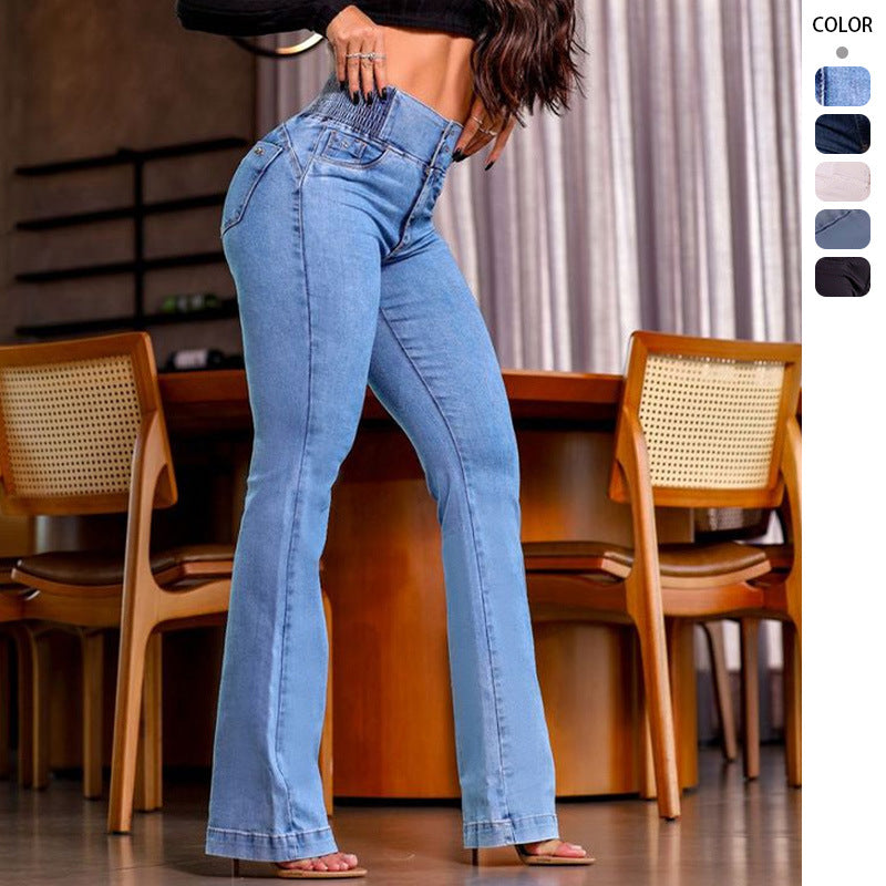 Damen Hochtaillierte Flared Jeans Norvielle Elegant Schwarz - Norvielle