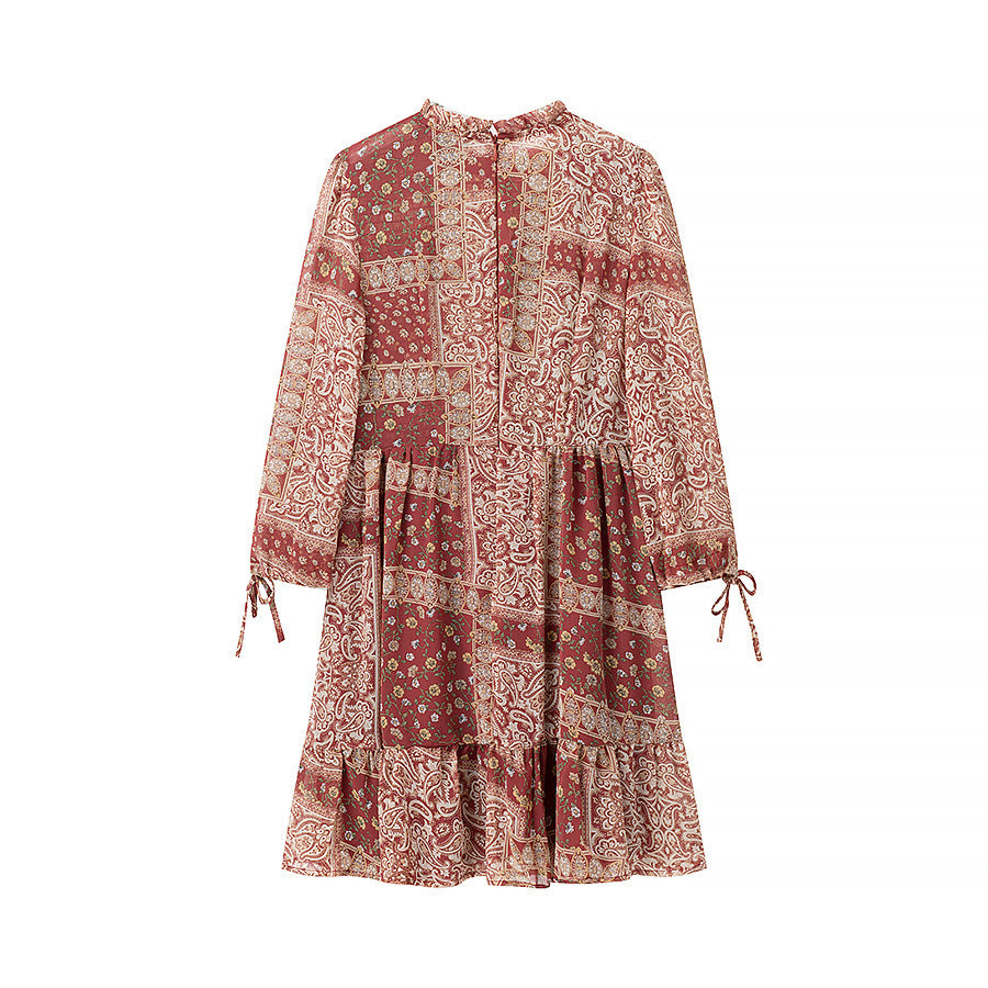 Damen Patchwork-Kleid Voluminöser Rock