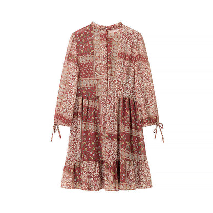 Damen Patchwork-Kleid Voluminöser Rock