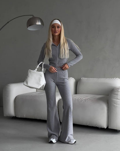 Damen Sportanzug Elegant Zipper Weites Bein Norvielle