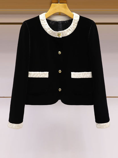 Damen Kurzjacke Elegante Rüsche Norvielle