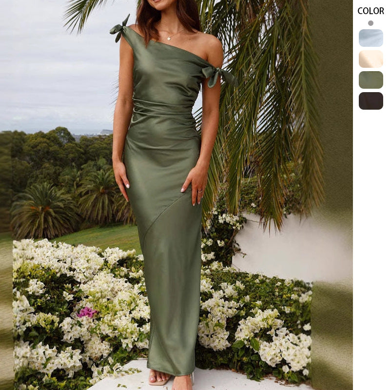 Damen Maxikleid Schulterfrei mit Bindebändern Norvielle - Norvielle