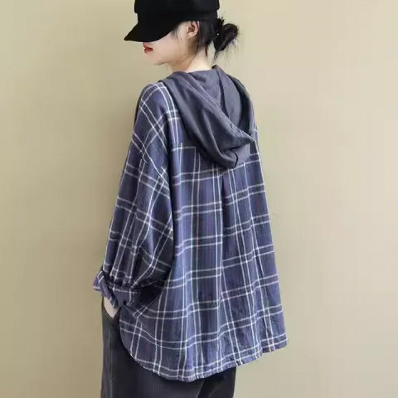 Damen Kapuzenpullover Karo Weich Norvielle