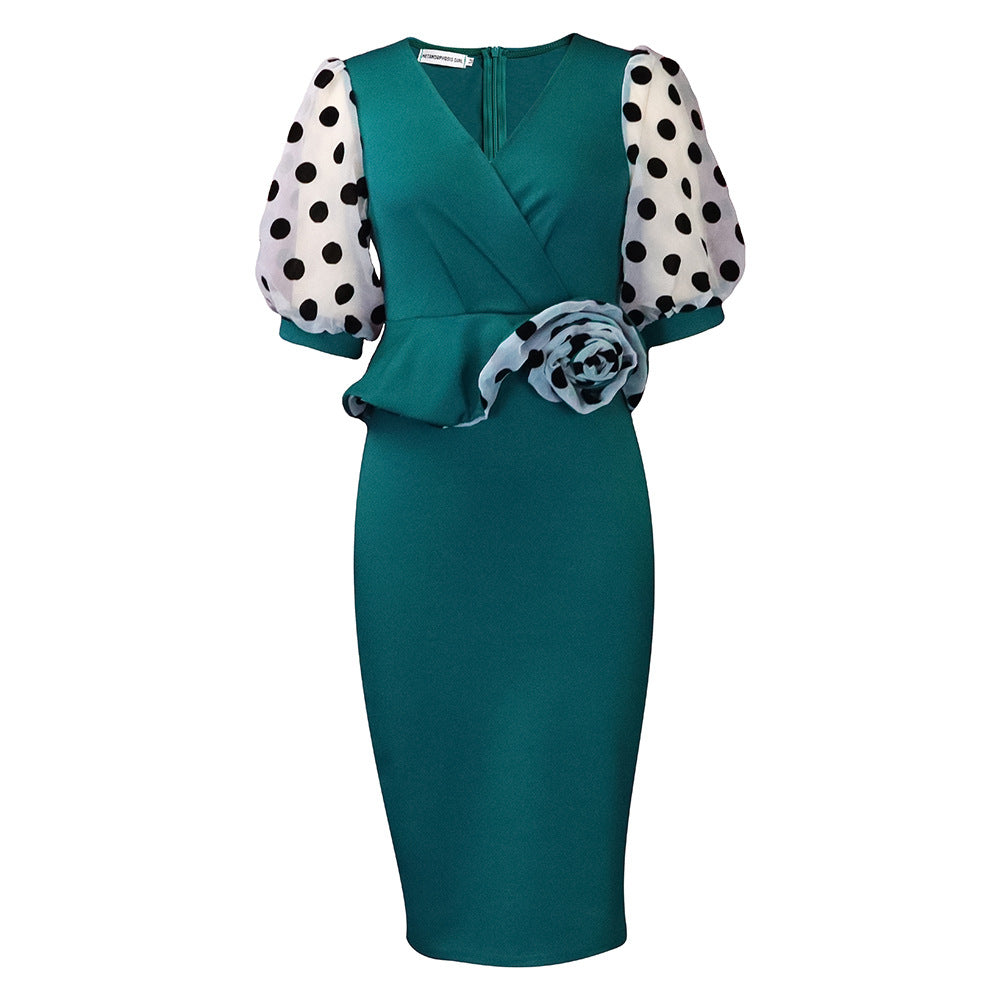 Damen Midi-Kleid Puffärmel Floralmuster Norvielle
