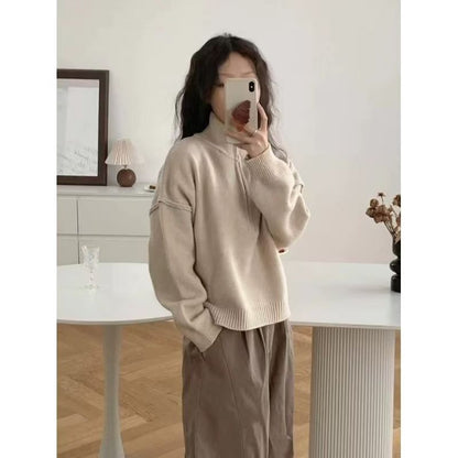 Damen Pullover Halb-Reißverschluss Norvielle