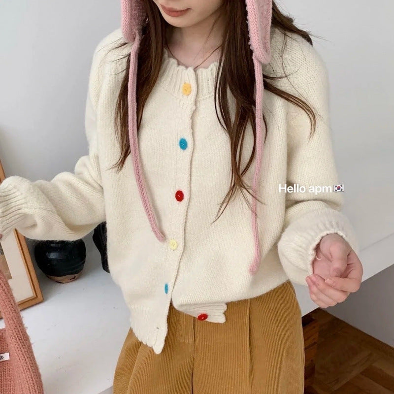 Damen Strickcardigan Bunt Lässiger Schnitt