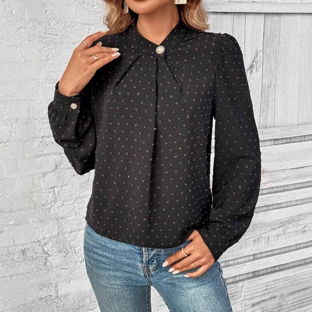 Damen Bluse Rüschendetails Edelknöpfe Norvielle