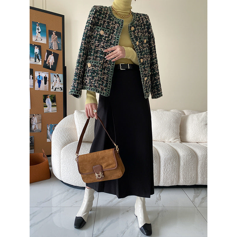 Damen Bouclé-Jacke Dekorative Knöpfe Norvielle
