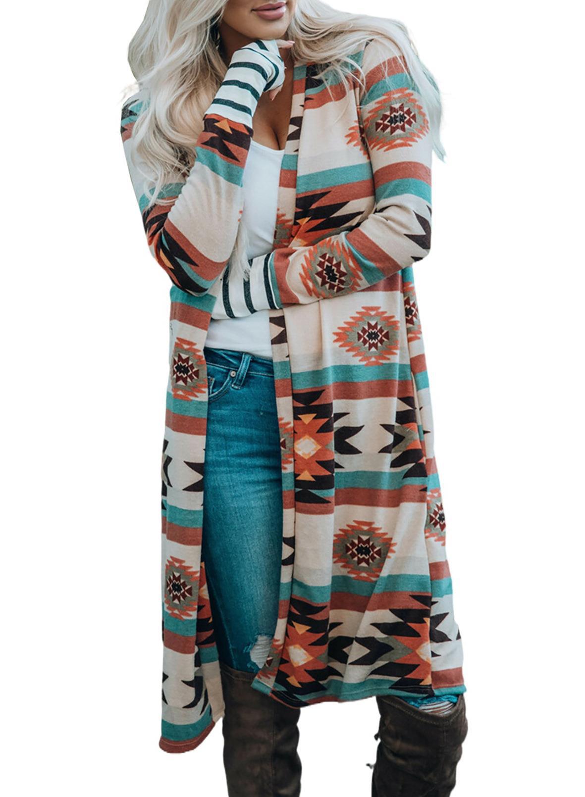 Damen Langarmcardigan Kimono Muster Norvielle