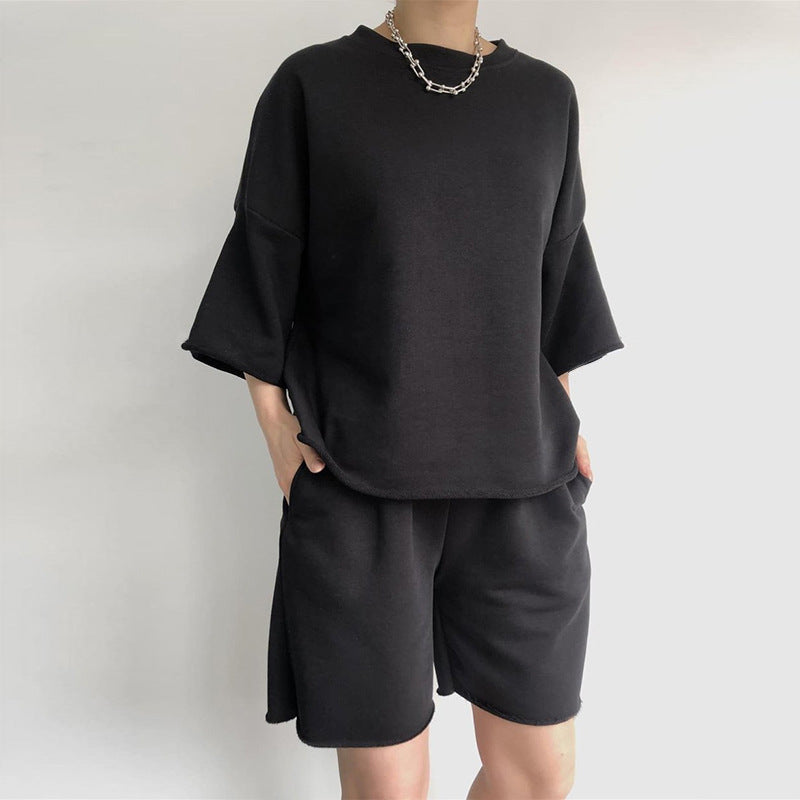 Damen Oversized Freizeitset Kurzärmelig Weite Shorts Norvielle