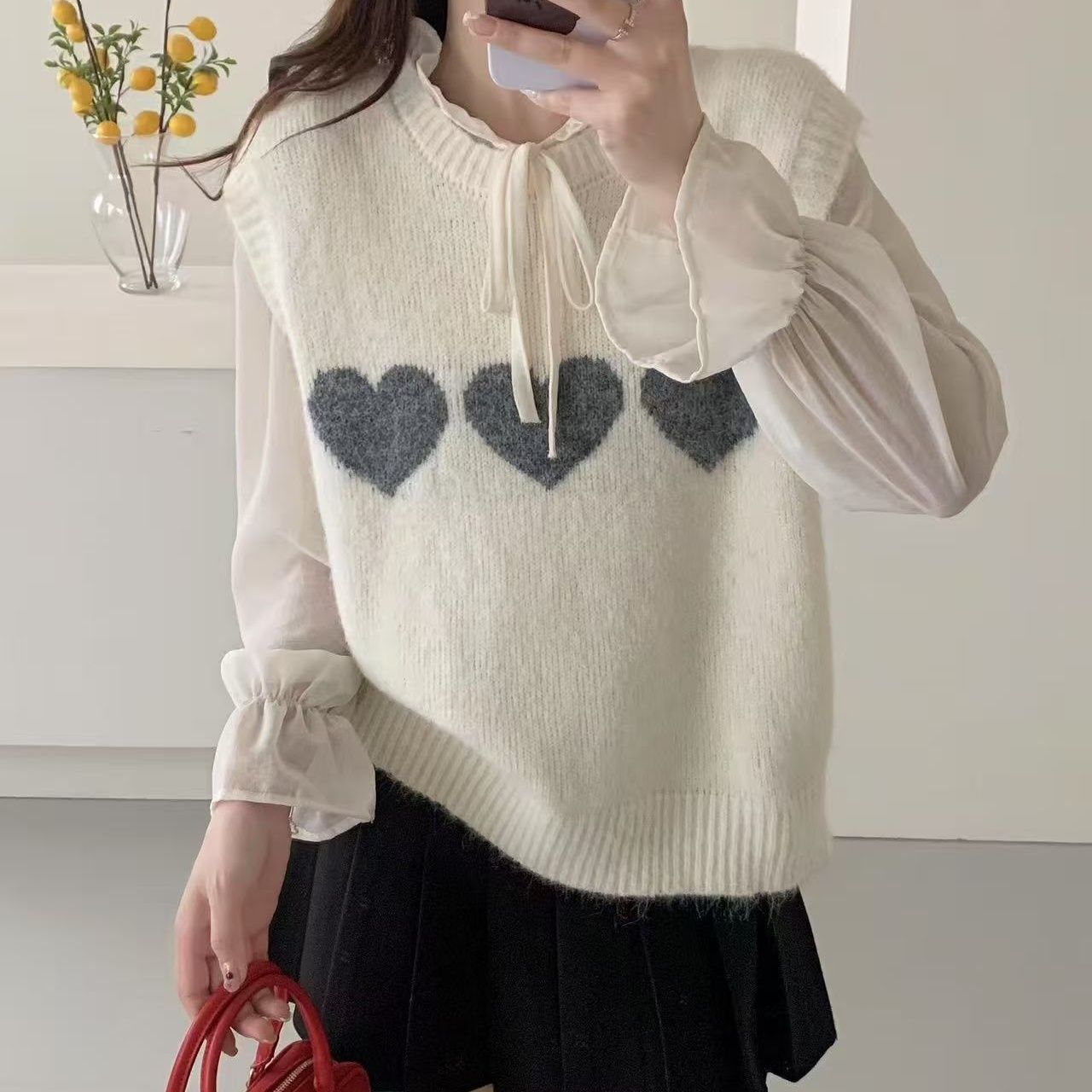 Damen Strickpullover Herzmotiv Norvielle