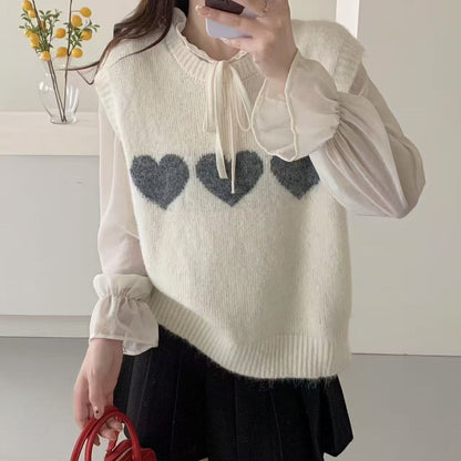 Damen Strickpullover Herzmotiv Norvielle