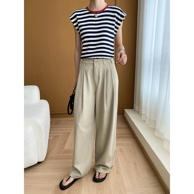 Damen Weite Stoffhose Hochtailliert Norvielle