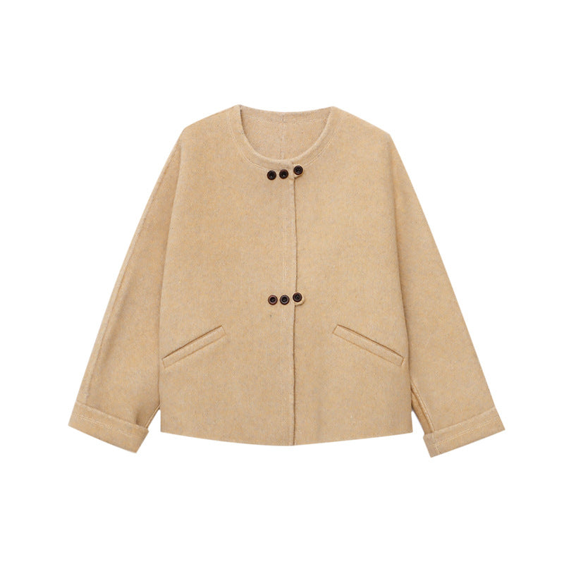 Damen Oversized-Jacke Wollmix Knöpfe