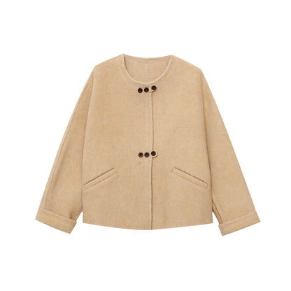 Damen Oversized-Jacke Wollmix Knöpfe