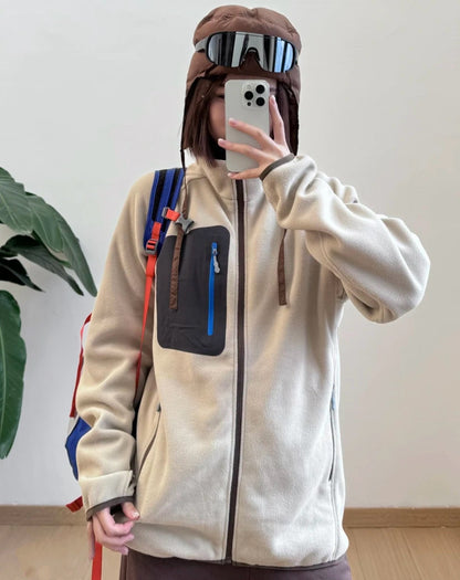 Damen Fleecejacke Norvielle Mit Taschen Hocher Kragen