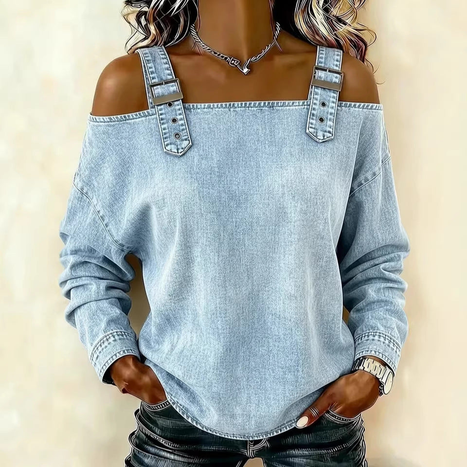 Damen Sweatshirt Dekorative Schulterdetails Norvielle