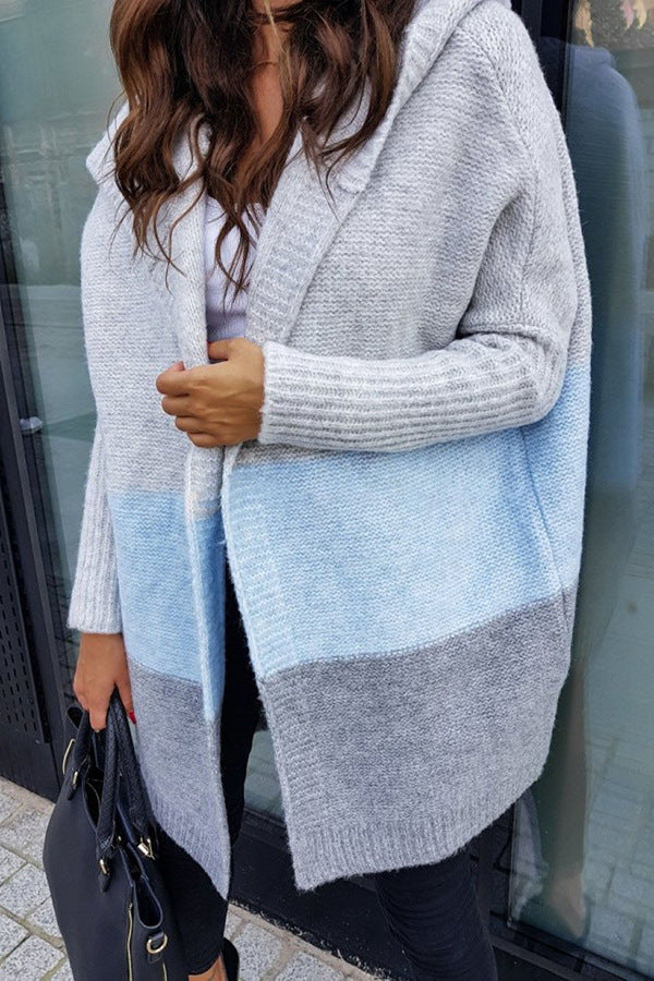 Damen Cardigan mit Kapuze Farbverlauf