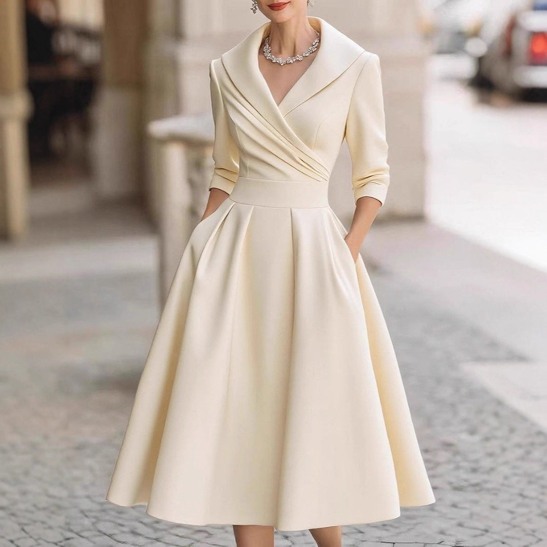 Damen Wickelkleid mit Schößchen und Taschen Norvielle - Norvielle