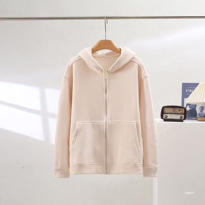 Damen Fleece-Hoodie Durchgehender Reißverschluss Kängurutaschen