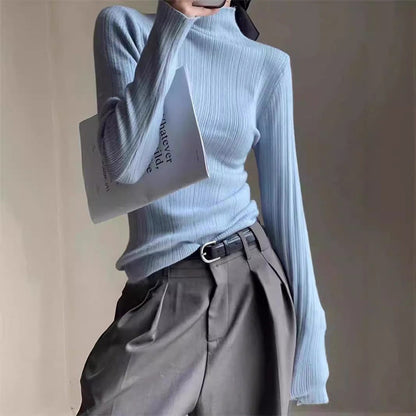 Damen Feinstrickpullover Moderner Schnitt Hochkragen Norvielle