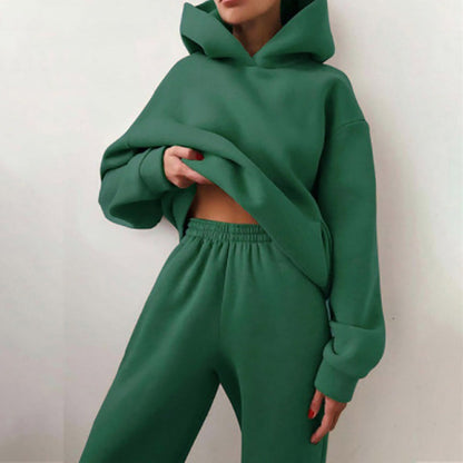 Damen Sportliches Hoodie Jogginghose Set Baumwolle
