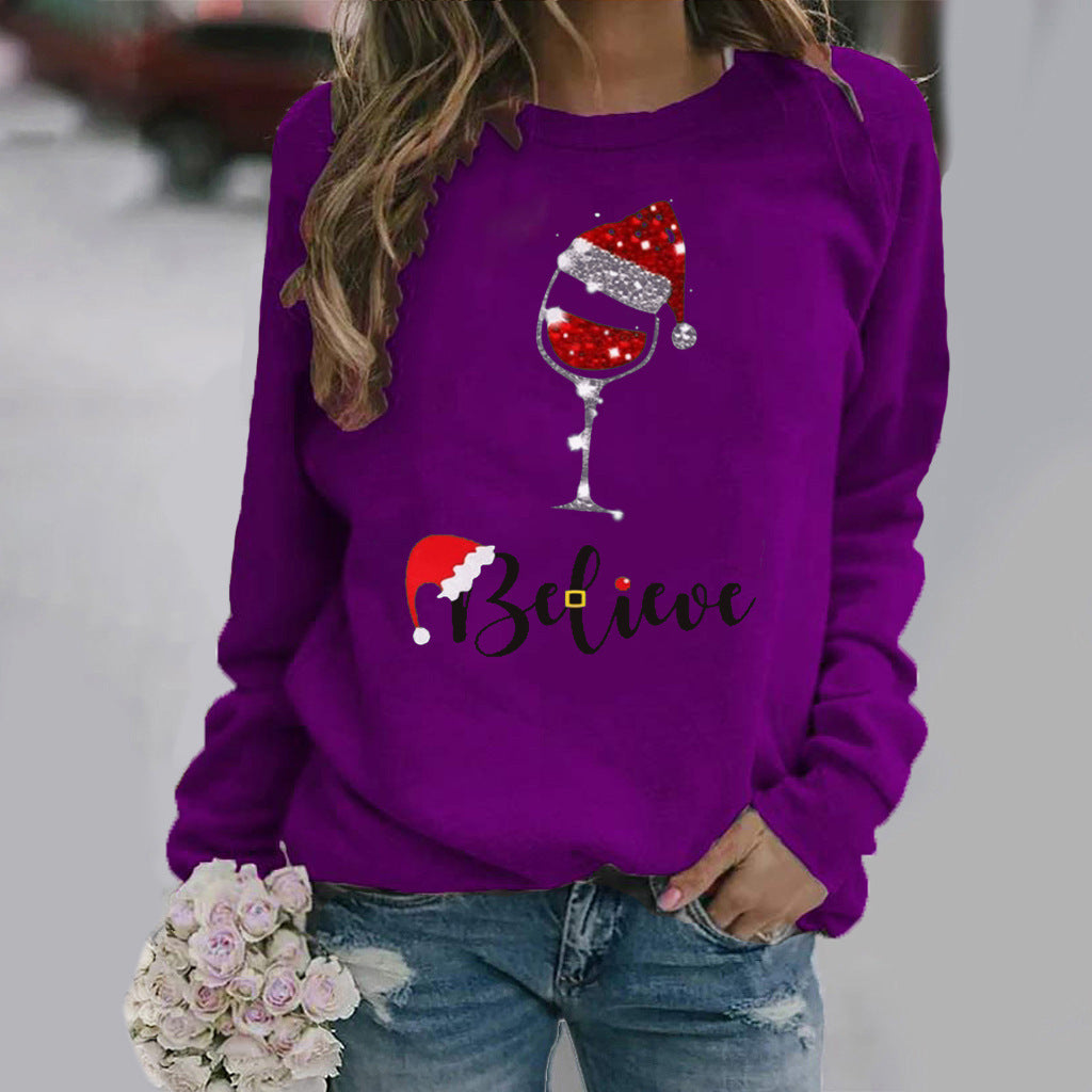 Damen Sweatshirt Baumwollmischung Rundhalsausschnitt Festlich Grau