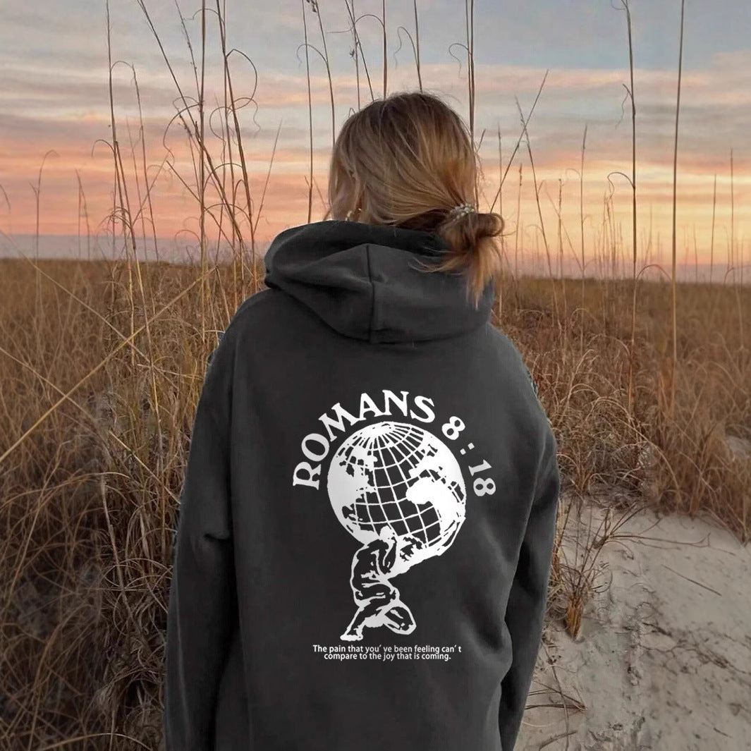 Damen Kapuzenpullover Weltmotiv Hochwertiger Druck Norvielle