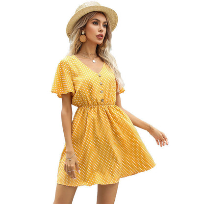 Damen Kleid mit Polka-Dots Elastisch
