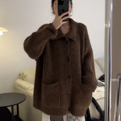 Damen Strickjacke V-Ausschnitt mit Taschen Norvielle