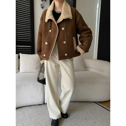 Damen Fleecejacke Lässig Umschlagbarer Kragen Norvielle