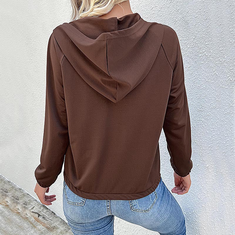 Damen Pullover Kapuze Knopfleiste Norvielle