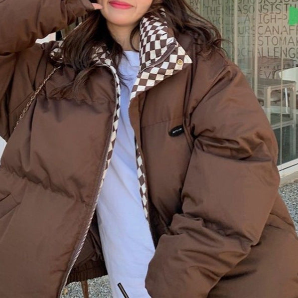 Damen Oversized Winterjacke kariert Norvielle