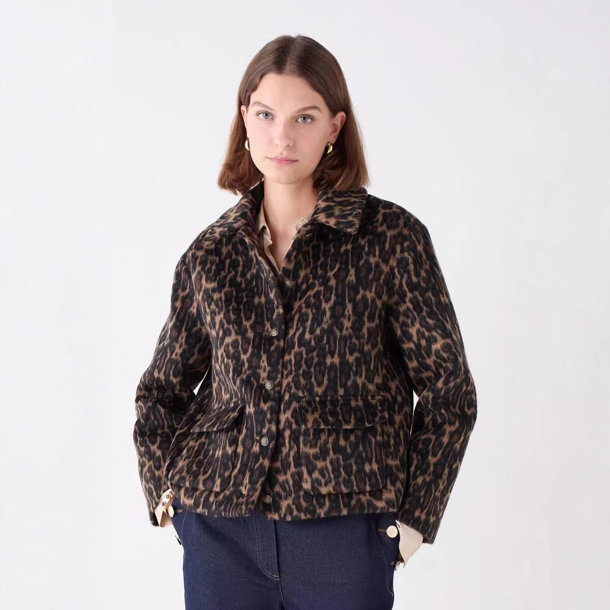 Damen Kurzmantel Leo-Muster Norvielle - Norvielle