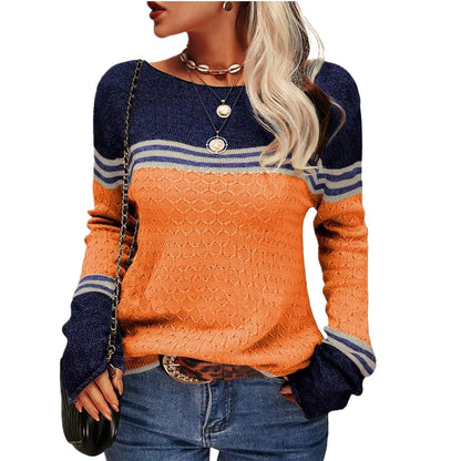 Damen Strickpullover Kontrastfarben Einzigartige Textur Norvielle - Norvielle