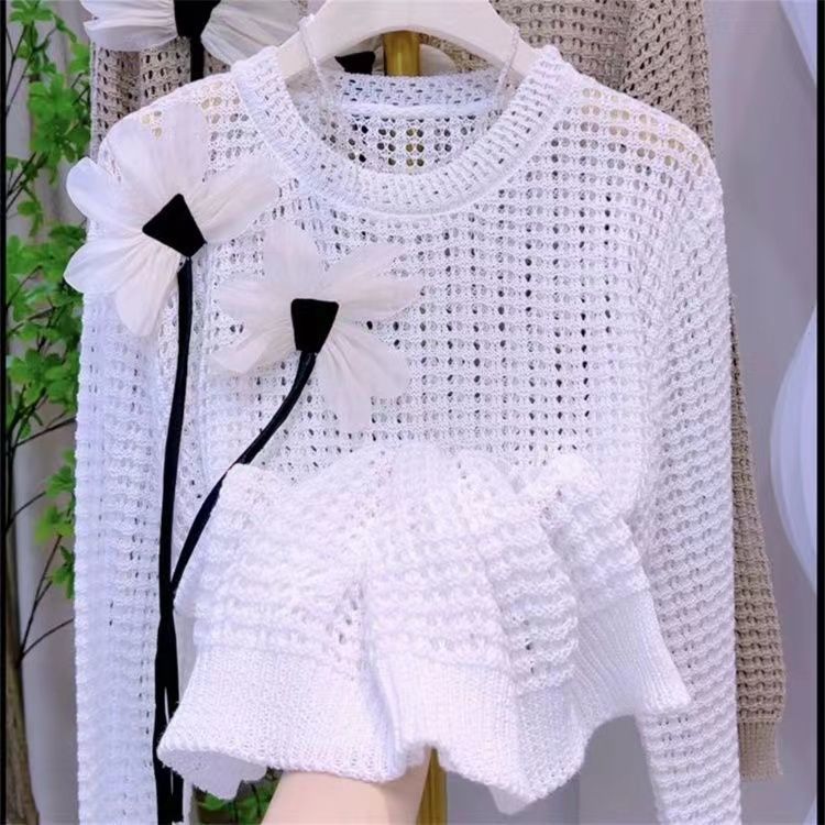 Damen Strickpullover Florale Applikationen Norvielle