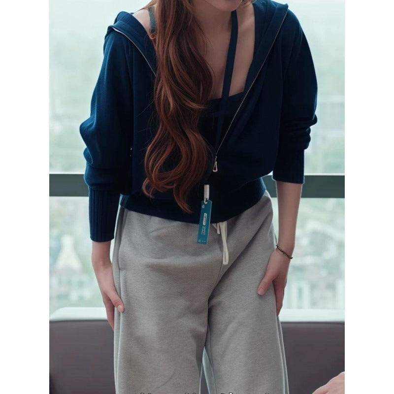 Damen Hoodie Sportlich Durchgehender Reißverschluss Norvielle