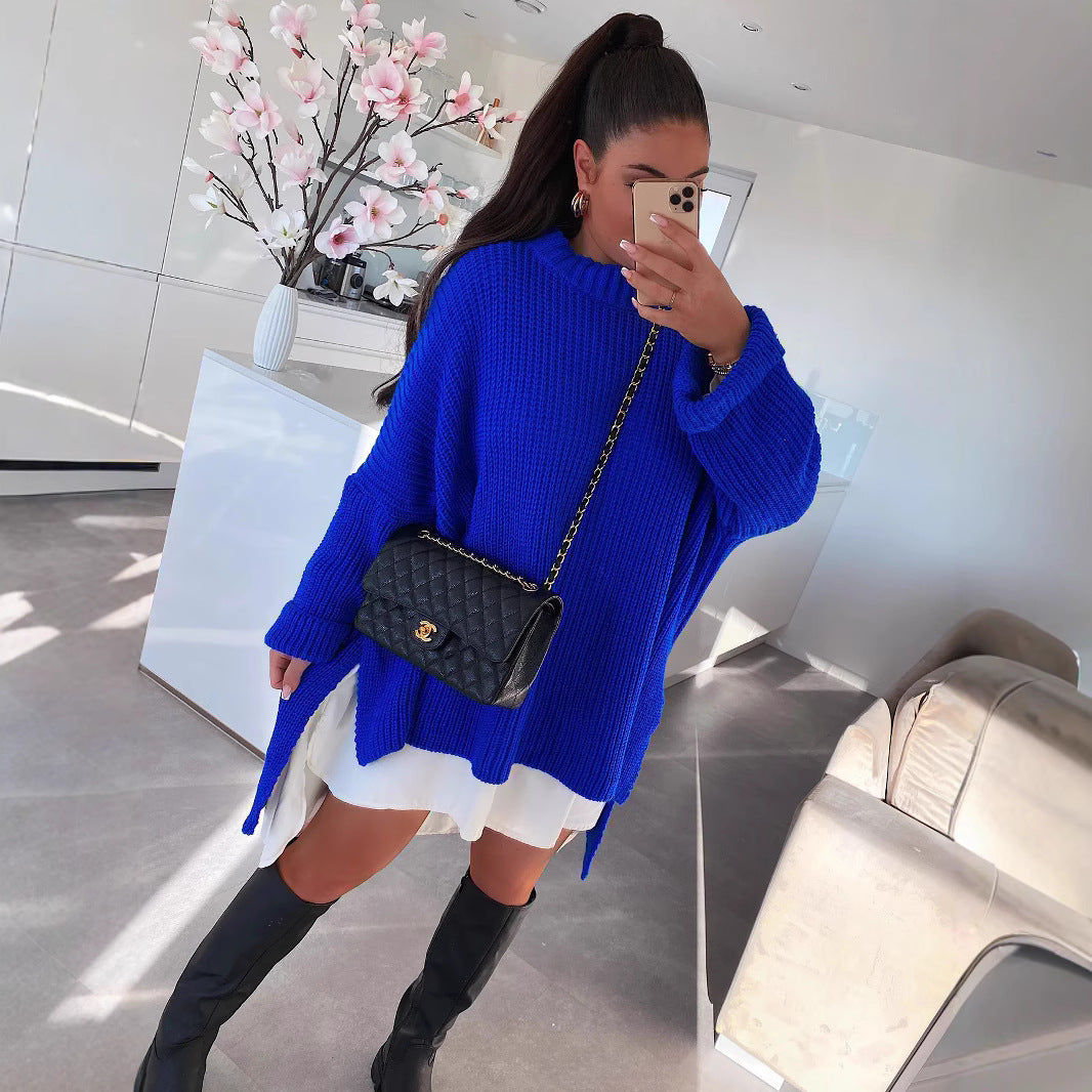 Damen Strickpullover Oversized Lässiger Schnitt Weite Ärmel Norvielle