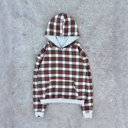 Damen Kapuzenpullover Karomuster Bequem