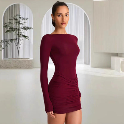 Damen Minikleid Schulterfrei Elegante Drapierung Norvielle