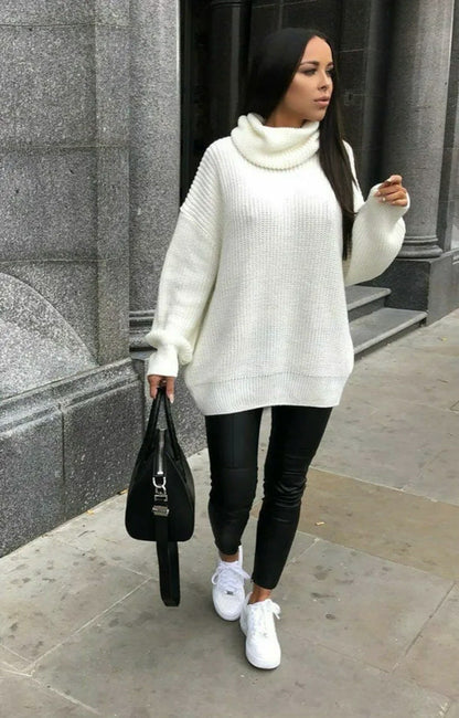 Damen Strickpullover Rollkragen Hochgeschlossen Norvielle