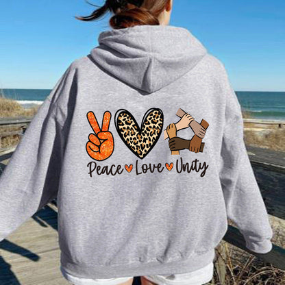 Damen Kapuzenpullover Peace Love Unity Design Norvielle