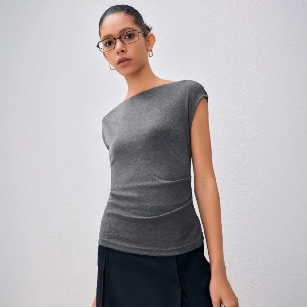 Damen Oberteil Asymmetrisch Drapiert Norvielle