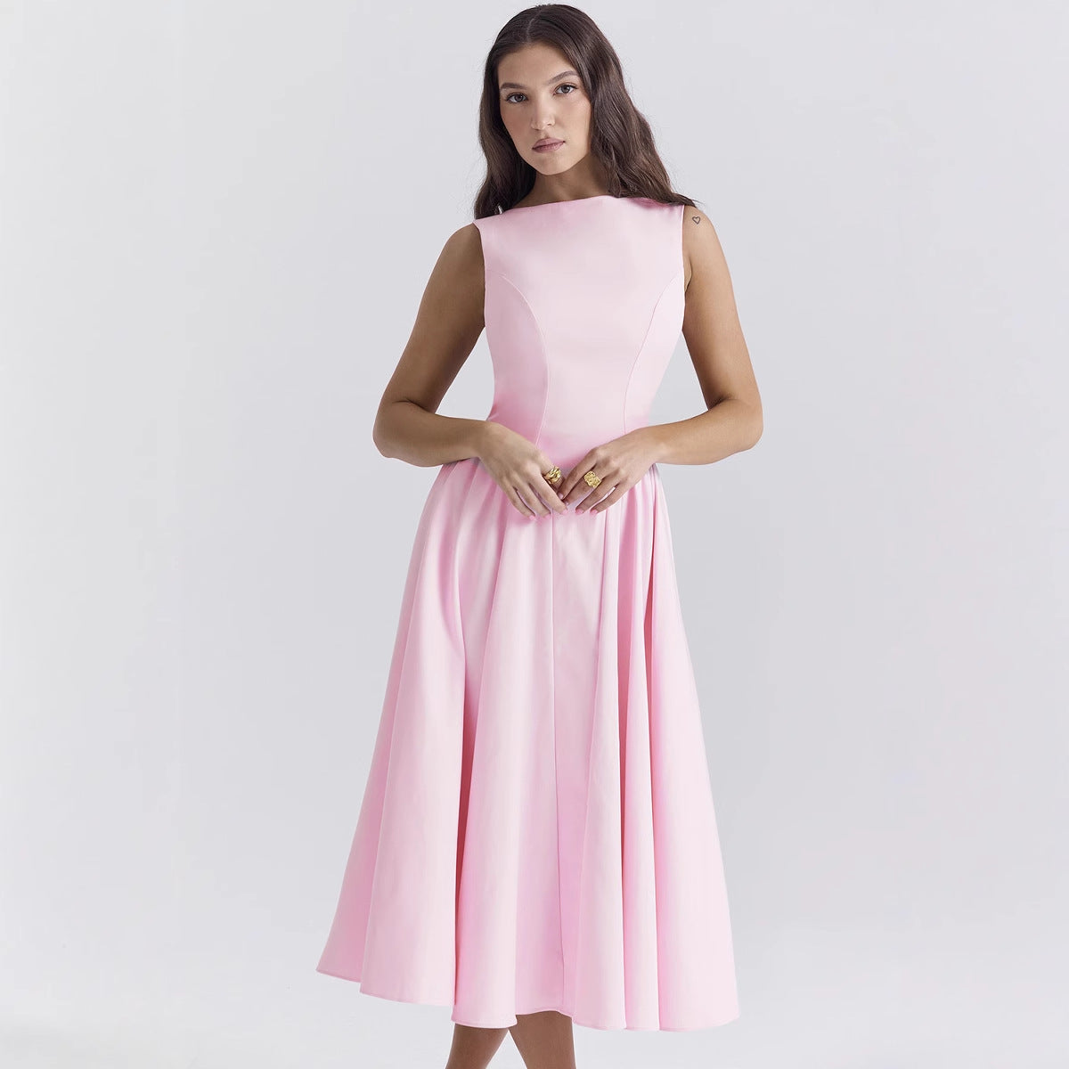 Damen Elegantes Midi-Kleid Ausgefallener Schnitt Norvielle