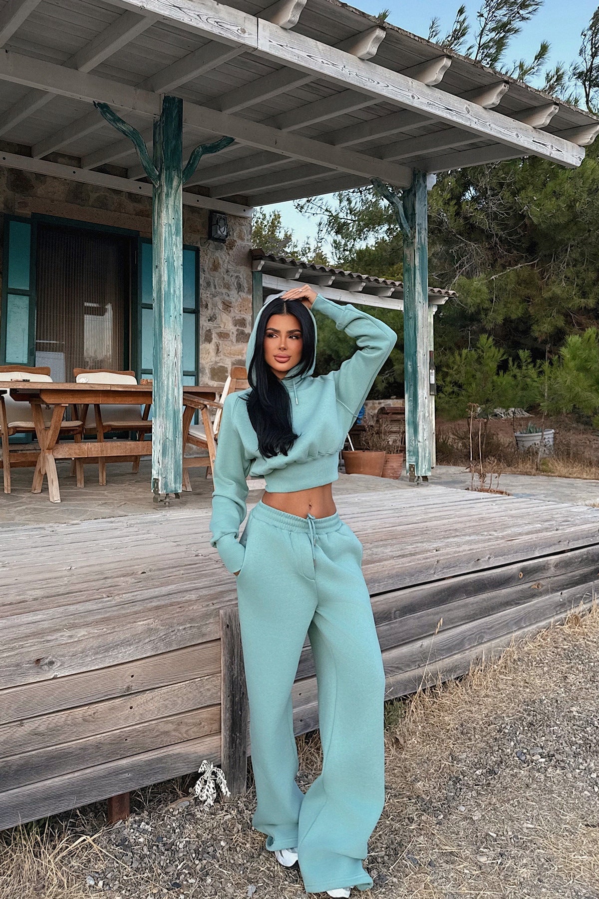 Damen Hoodie Jogginghose Set Baumwolle Lässig