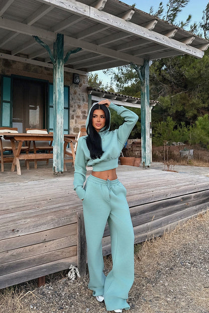 Damen Hoodie Jogginghose Set Baumwolle Lässig