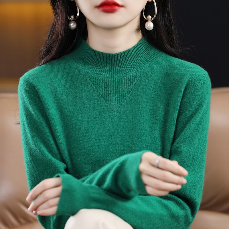 Damen Pullover Feinripp mit hohem Kragen Elegantes Design